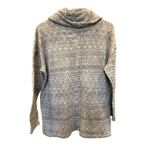 St. John’s‎ Bay Active Womens Tunic Sweater Top Size Large Gray White Print Cowl - Picture 3 of 3